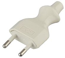 Вилка электрическая без заземления прямая ЭРА V2 10А белый картинка 